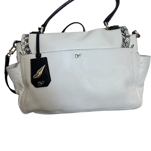 Diane Von Furstenberg white/black 440 courier satchel handbag - Picture 3 of 7